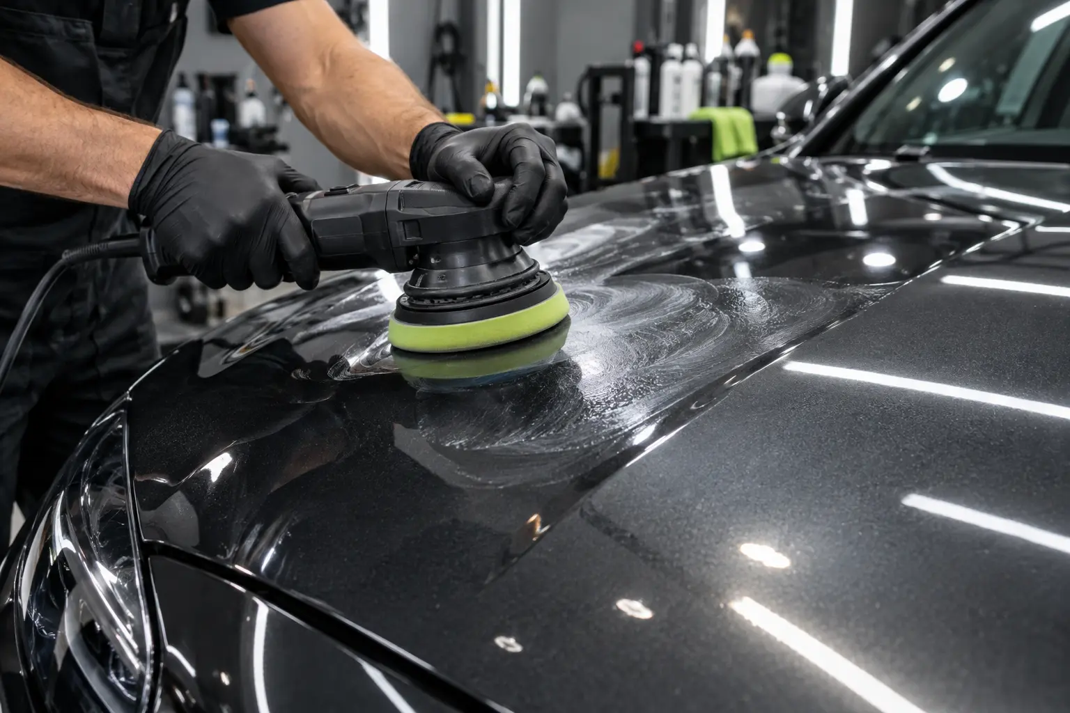 Машинно полиране на автомобил